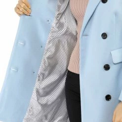 Women Allegra K Double Breasted Notched Lapel Coat With Side Flap Pockets