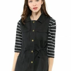 Allegra K Women Functional Pockets Drawstring Waist Cargo Vest