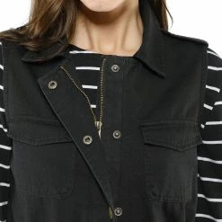 Allegra K Women Functional Pockets Drawstring Waist Cargo Vest