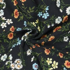 Allegra K Women's Button Down Floral Print V Neck 3/4 Sleeves Vintage Shirt Dress