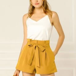Allegra K Women’s Bow Tie High Waist Short Paper Bag Shorts 101 Allegra K Women’s Bow Tie High Waist Short Paper Bag Shorts