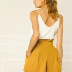 Allegra K Women’s Bow Tie High Waist Short Paper Bag Shorts 104 Allegra K Women’s Bow Tie High Waist Short Paper Bag Shorts