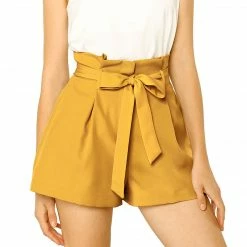 Allegra K Women’s Bow Tie High Waist Short Paper Bag Shorts 100 Allegra K Women’s Bow Tie High Waist Short Paper Bag Shorts