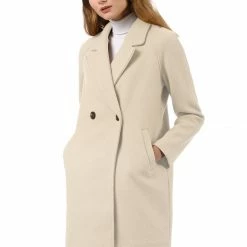 Allegra K Double Breasted Notched Lapel Coat With Raglan Sleeves 134 Allegra K Double Breasted Notched Lapel Coat With Raglan Sleeves
