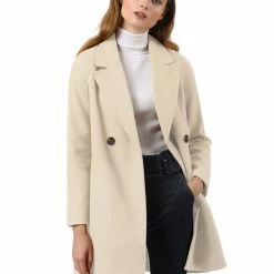 Allegra K Double Breasted Notched Lapel Coat With Raglan Sleeves 133 Allegra K Double Breasted Notched Lapel Coat With Raglan Sleeves