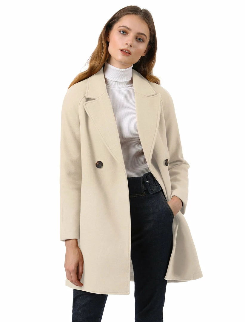 Allegra K Double Breasted Notched Lapel Coat With Raglan Sleeves 52 Allegra K Double Breasted Notched Lapel Coat With Raglan Sleeves