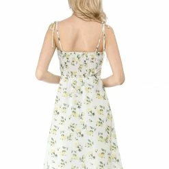 Women Allegra K Spaghetti Strap Summer Midi Floral Print Dress