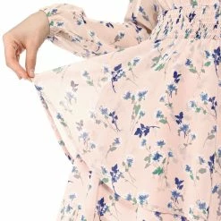 Allegra K Floral Printed Ruffled Tie V Neck Smocked Waist Dress 171 Allegra K Floral Printed Ruffled Tie V Neck Smocked Waist Dress