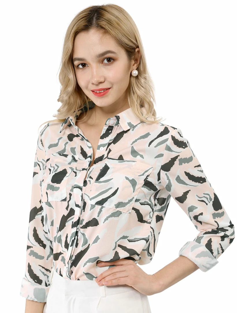 Allegra K Button Down Floral Print Long Sleeves Shirt 18 Allegra K Button Down Floral Print Long Sleeves Shirt