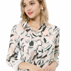 Allegra K Button Down Floral Print Long Sleeves Shirt 40 Allegra K Button Down Floral Print Long Sleeves Shirt