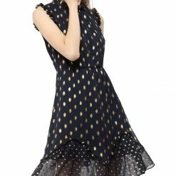 Allegra K Metallic Dot Print Sleeveless Ruffle Dress 53 Allegra K Metallic Dot Print Sleeveless Ruffle Dress