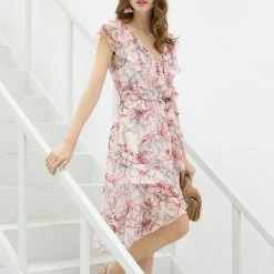 Allegra K Floral Print Sleeveless Belted Dress Women 11 Allegra K Floral Print Sleeveless Belted Dress Women