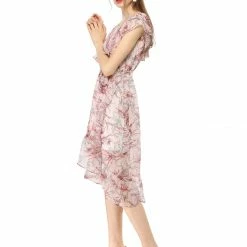 Allegra K Floral Print Sleeveless Belted Dress Women 13 Allegra K Floral Print Sleeveless Belted Dress Women