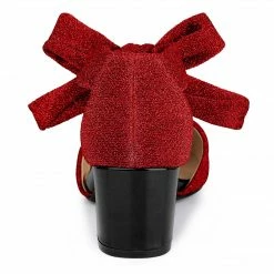 Allegra K Women's Block Heels Lace Up Sandals Glitter Pumps