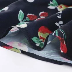 Allegra K Fruit Print Sweetheart Neckline Cap Sleeves Dress Women