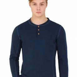 Allegra K Men Lightweight Casual Cotton Pullover Long Sleeve Henley T Shirts