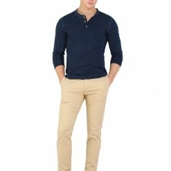 Allegra K Men Lightweight Casual Cotton Pullover Long Sleeve Henley T Shirts