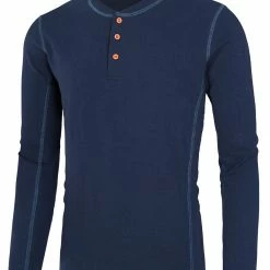 Allegra K Men Lightweight Casual Cotton Pullover Long Sleeve Henley T Shirts