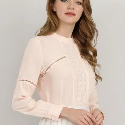 Allegra K Women's Embroidery Floral Peasant Blouse Crew Neck Boho Shirts Tops