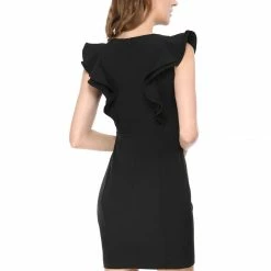 Allegra K Ruffle Front V Neck Short Sleeves Dress Women 15 Allegra K Ruffle Front V Neck Short Sleeves Dress Women