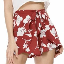 Allegra K Women's Casual Elastic Waist Summer Beach Floral Shorts