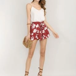 Allegra K Women's Casual Elastic Waist Summer Beach Floral Shorts