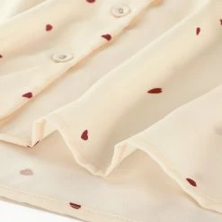 Allegra K Women's Heart Polka Dots Button Up Notched Lapel V Neck Shirt Tops 153 Allegra K Women's Heart Polka Dots Button Up Notched Lapel V Neck Shirt Tops