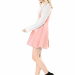 Allegra K Women Button Decor Flared Hem Above Knee Dress Suspender Skirt