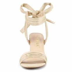 Allegra K Women's Open Toe Ankle Tie Back Block Heel Sandals Shoes 61 Allegra K Women's Open Toe Ankle Tie Back Block Heel Sandals Shoes