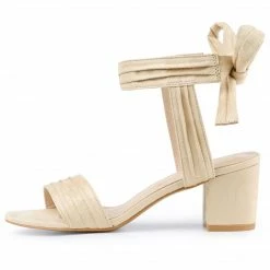 Allegra K Women's Open Toe Ankle Tie Back Block Heel Sandals Shoes 66 Allegra K Women's Open Toe Ankle Tie Back Block Heel Sandals Shoes