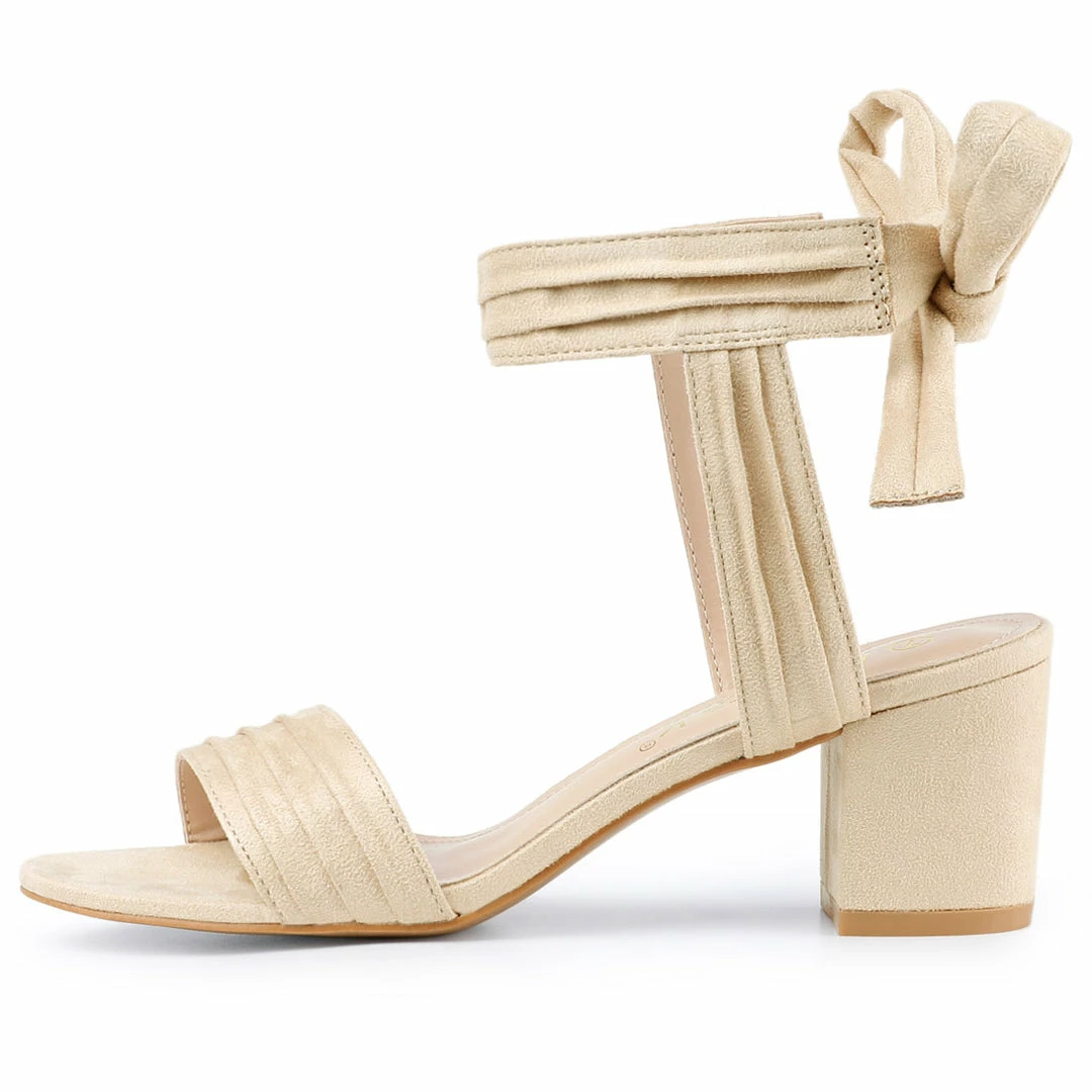 Allegra K Women's Open Toe Ankle Tie Back Block Heel Sandals Shoes 9 Allegra K Women's Open Toe Ankle Tie Back Block Heel Sandals Shoes