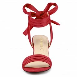 Allegra K Women's Open Toe Ankle Tie Back Block Heel Sandals Shoes 113 Allegra K Women's Open Toe Ankle Tie Back Block Heel Sandals Shoes