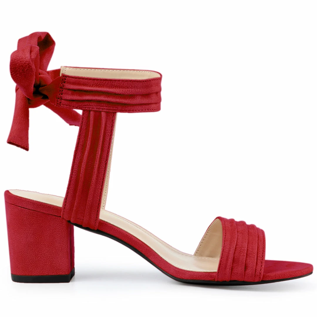 Allegra K Women's Open Toe Ankle Tie Back Block Heel Sandals Shoes 60 Allegra K Women's Open Toe Ankle Tie Back Block Heel Sandals Shoes