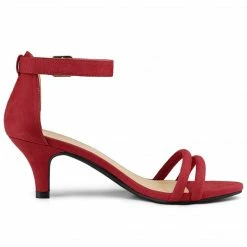 Allegra K Women's Kitten Heel Ankle Strap Sandals Shoes