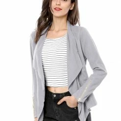 Allegra K Women's Moto Faux Suede Jacket Lightweight Open Front Lapel Draped Outwear Cardigan Clothing 82 Allegra K Women's Moto Faux Suede Jacket Lightweight Open Front Lapel Draped Outwear Cardigan Clothing