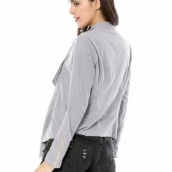 Allegra K Women's Moto Faux Suede Jacket Lightweight Open Front Lapel Draped Outwear Cardigan Clothing 84 Allegra K Women's Moto Faux Suede Jacket Lightweight Open Front Lapel Draped Outwear Cardigan Clothing