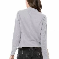 Allegra K Women's Moto Faux Suede Jacket Lightweight Open Front Lapel Draped Outwear Cardigan Clothing 85 Allegra K Women's Moto Faux Suede Jacket Lightweight Open Front Lapel Draped Outwear Cardigan Clothing