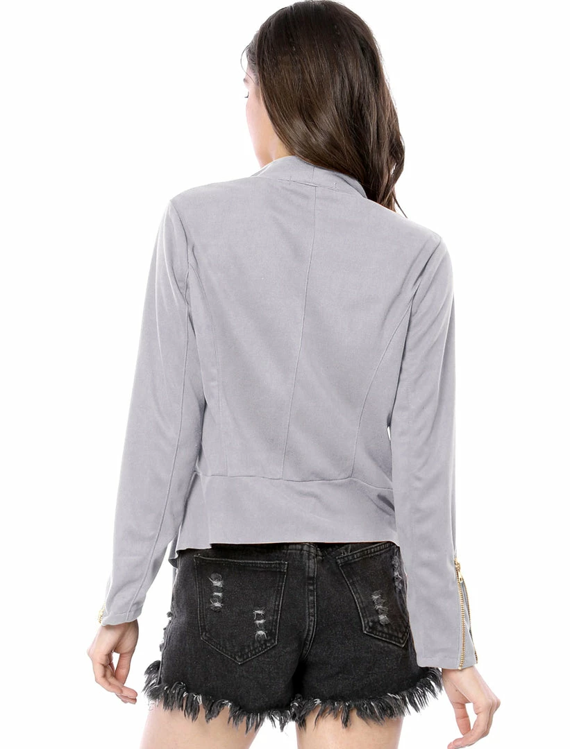 Allegra K Women's Moto Faux Suede Jacket Lightweight Open Front Lapel Draped Outwear Cardigan Clothing 19 Allegra K Women's Moto Faux Suede Jacket Lightweight Open Front Lapel Draped Outwear Cardigan Clothing