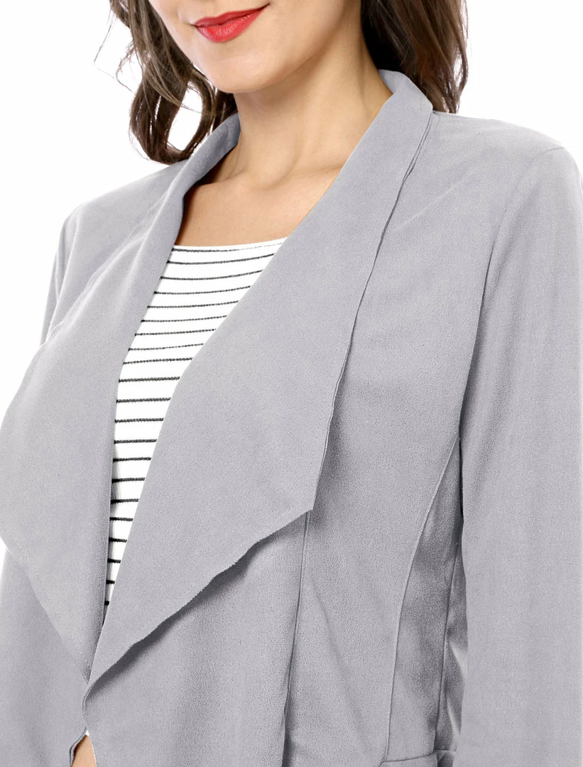 Allegra K Women's Moto Faux Suede Jacket Lightweight Open Front Lapel Draped Outwear Cardigan Clothing 20 Allegra K Women's Moto Faux Suede Jacket Lightweight Open Front Lapel Draped Outwear Cardigan Clothing