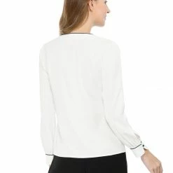 Women Allegra K Button Down Contrast Trim V Neck Long Sleeves Blouse 42 Women Allegra K Button Down Contrast Trim V Neck Long Sleeves Blouse