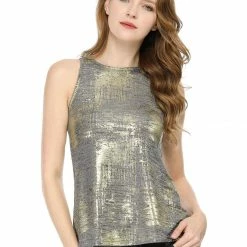 Allegra K Shiny Shimmer Tank Top