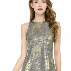 Allegra K Shiny Shimmer Tank Top