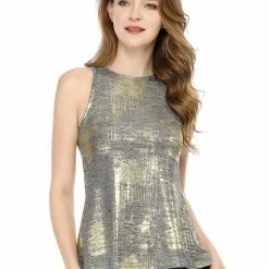 Allegra K Shiny Shimmer Tank Top