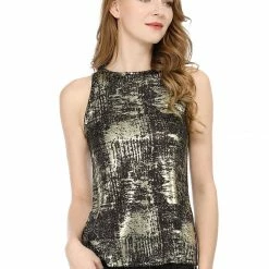 Allegra K Shiny Shimmer Tank Top