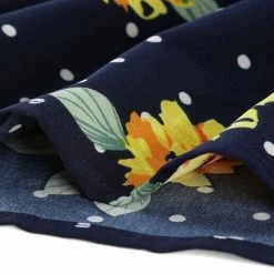 Allegra K Women's Tie Ruffled Neckline Polka Dots Long Sleeves Floral Blouse Tops