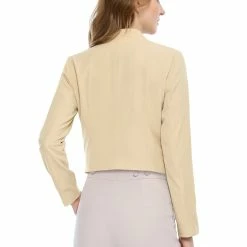 Allegra K Women Collarless Cropped Blazer