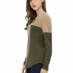 Allegra K Split V-neck Long Sleeves Color Block T-Shirt 99 Allegra K Split V-neck Long Sleeves Color Block T-Shirt