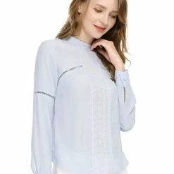 Allegra K Women's Embroidery Floral Peasant Blouse Crew Neck Boho Shirts Tops