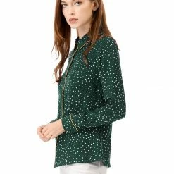 Allegra K Long Sleeve Button Down Polka Dot Shirt