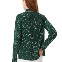Allegra K Long Sleeve Button Down Polka Dot Shirt